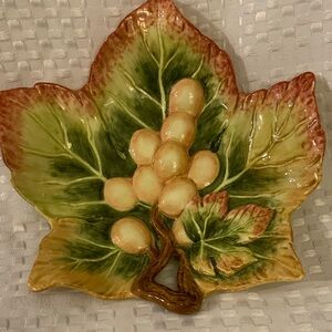 Fitz and Floyd  glazed grape leaf candy dish.6.5x6.5.